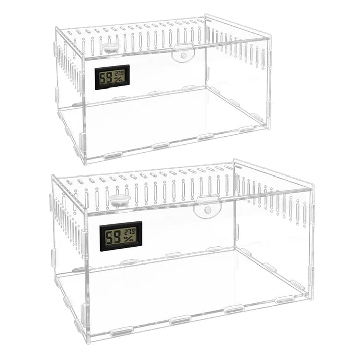 P82D Insect Feeding Box Clear Container Acrylic Terrariums for Spiders Small Snake Reptiles Carriers Easy to Assemble