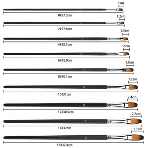 9Pcs Filbert Art Paintbrush Set Anti-Shedding Synthetic Nylon with Long Handle Paint Brush for Watercolor Acrylics Oil Gouache