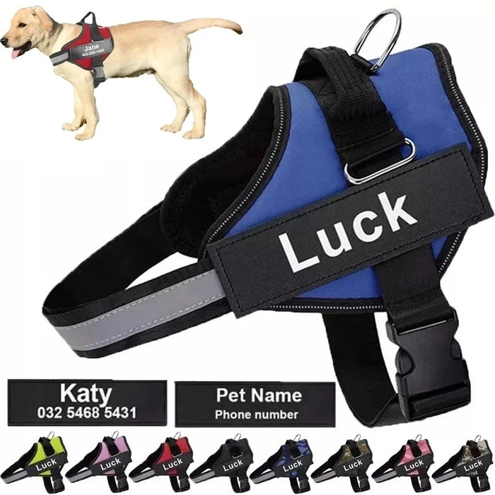 Dropshipping Dog Harness Vest ID Patch Customized Reflective Breathable Adjustable Pet Harness For Small Large Dogs NO PULL