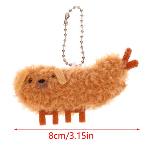 Cartoon Fried Crayfish Puppy Plush Toy Funny Dog Pendant Soft Stuffed Doll Keychain Backpack Car Bag Key Ring Decor Kid Gift 1pc