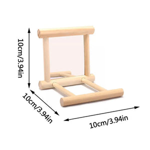Wood Bird Mirror With Perch Stand Bird Toy Stand Bird Toy For Parrot Parakeets Cockatiels Cage Cage Parakeet Accessories S1Y6