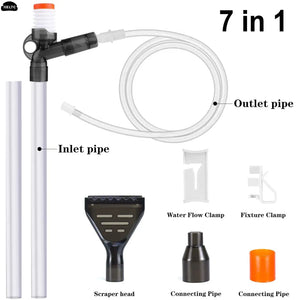 Press-Type Siphon Pump Aquarium Gravel Cleaner With Glass Scraper Fish Tank Water Changer Kit Adjustable Water Flow Sand Cleaner