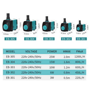 Ultra Quiet 3-50W Submersible Aquarium Water Pumps Filter Fish Pond Tank Aquarium Small Water Side Suction Pump Tank Fountain