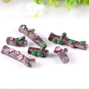 3PCS Flower Tree Stump Bonsai Figurines Fairy Garden Miniatures for Terrariums Ornament Home Decor Resin Craft