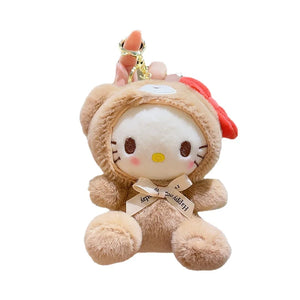 12cm Kawali Sanrio Hello Kitty Plush Keychain Toys My Melody Cinnamoroll Drag Bear Soft Stuffed Doll Pendant Girl Kids Xmas Gift