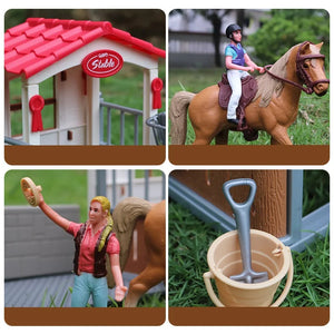 Simulation Farm Stable House Model Action Figures Horseman Bullfighting Horse Playset Animal Figurine Children Educational Toy