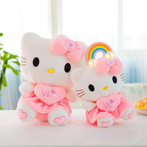 25Cm Sanrio Hello Kitty Plus Doll Toy Heart Hugging Pink Kitty Cat Cartoon Animal Plush Pacify Toys for Baby Decoration Bed Gift