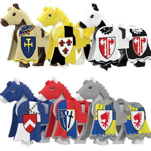 Military Building Blocks Medieval Soldier Figures Legion Toys Gift Teutonic Knights Shield Flag Equipment War-horse Crusader MOC