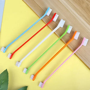 Dog Toothbrush Double-headed Cat Tooth Multi-angle Oral Cleaning Tool Massage Care Tooth Finger Brush for Dog Cat Pet Supplies