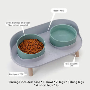 Cat Double Bowls Feeder Adjustable Height Pet Cats Drinker Water Bowl Elevated Feeding Kitten Supplies Food Feeders Dogs Dish