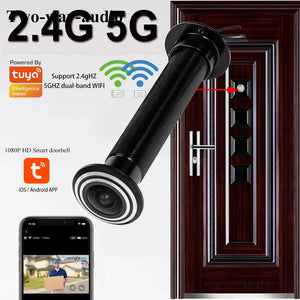 16mm Door Wifi Eye Camera 5G 2.4G TUYA Diameter 15.8mm Wide-angle Security Door Peephole WiFi Wireless Cat-eye Camera P2P ONVIF