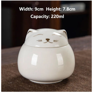 Ceramic Pet Cat Urn Handmade Shaped Animal Memorial Products White Black Decorative Urn Cat Urn for Funeral Memorials