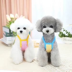 Puppy Summer Clothes Dog Cooling Vest 2024 Dog Outfit Chihuahua Apparel Dog Clothing Girls Dog Costume Plaid Dog Suspender Skirt