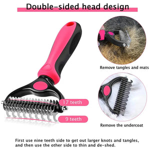 Dog Deshedding Brush Professional Pet Shedding Brush for Dogs Cats Fur Knot Cutter Double sided Pet Grooming Clean Comb