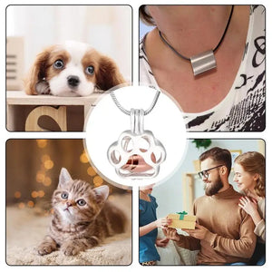 Pet Dog Paw Charm Memorial Funeral Urn For Ashes Animal Necklace Stainless Steel Pendant Cat Ashes Holder