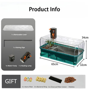 Terrarium Reptile Habitat Simulate Breeding Box Turtle Cage Lizard Box Turtle Tank Large with Heating Lamp Filter System EU Plug