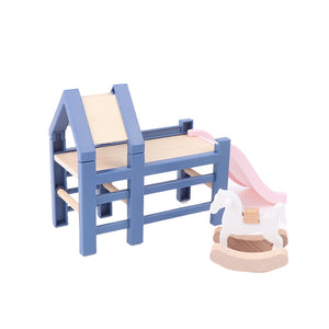 1/6 1/12 Scale Dollhouse Baby Bedroom Furniture Accessories Slide/Trojan Horse/Table/ Dining Chair/Bed For Kids Pretend Play Toy