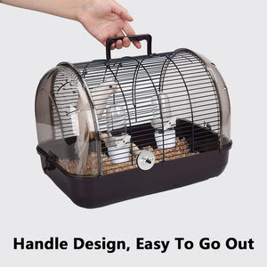 Portable Bird Transport Cage Pet Parrot Cage with Feeder Transparent Detachable Small Parrot Carrier Cage Bird Outdoor Supplies