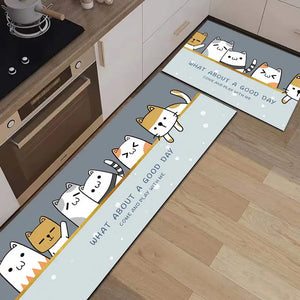 Funny Cute Cat Pattern Living Room Rugs Home Entrance Carpet Door Mat Non-Slip Hallway Bathroom Mat Kitchen Floor Mat Alfombra