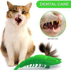 Cat Toothbrush Toy-Durable Hard Rubber - Cat Dental Care, Cat Interactive Toothbrush Chew Toy Cat Treat Toy Interactive Games