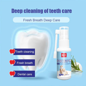 Pet Oral Care Spray for Cat Dog Instant Pet Fresh Breath Dental Care Teeth Cleaning Anti Inflammatory Dog Gingivitis Treatment