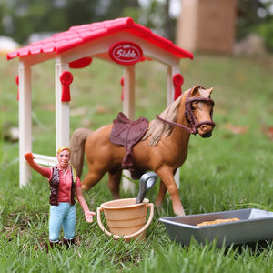 Simulation Farm Stable House Model Action Figures Horseman Bullfighting Horse Playset Animal Figurine Children Educational Toy