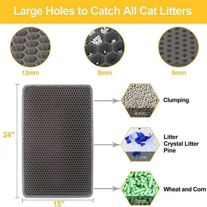 Cat Litter Mat,Double Layer Pet Non-slip Large Litter Filter Mat，Wear-resistant Waterproof Litter Cat Mat，Cat Box Use Pad