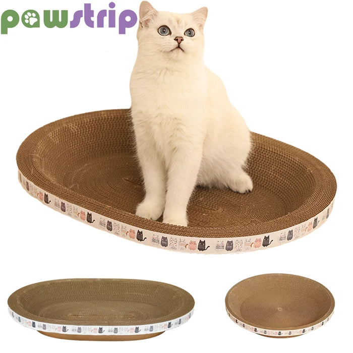 Cat Scratching Board Wear-Resistant Corrugated Paper Cat Grinding Claw Toys Multifunction Round Oval Cat Sleeping Bed Scratchers