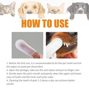 50Pcs Presoaked Dog Toothbrushes Soft Pet Fingers Toothbrush Dog Cat Cotton Brush Teeth Oral Cleaning Kitten Bad Breath Care