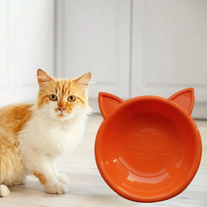 Pets Food Bowl Cat Face Shape Large Capacity Feeding Dish Solid Color Cat Food Bowl Pet Water Drinking Feeder for Small Dog Bowl