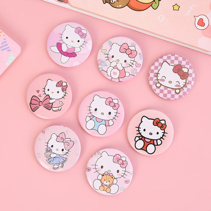 5Pcs/Set Kawaii Hello Kitty Chest Badge Sanrio Cartoon Figure  Brooch Sweet Cute KT Cat Clothing Decoration Girls Kids Toy Gift