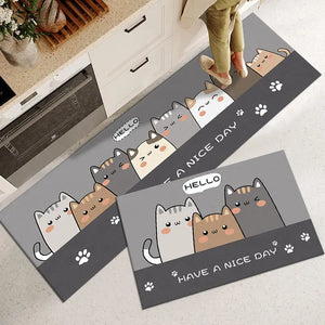 Funny Cute Cat Pattern Living Room Rugs Home Entrance Carpet Door Mat Non-Slip Hallway Bathroom Mat Kitchen Floor Mat Alfombra