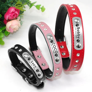 Leather Cat Collar Personalized Cat Collar For Puppy Small Dogs Pet Kitten Nameplate Collar Free Engraving Adjustable