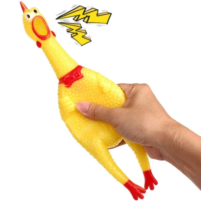 Pets Dog Toys Screaming Chicken Squeeze Sound Toy for Dogs Super Durable & Funny Squeaky Yellow Rubber Chicken Dog Chew Toy