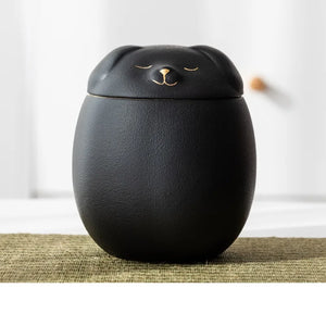 Pet Dog Urn Ashes, Panda Dog Shape Memorial Cremation Urns, Handcrafted Black, Funeral Dog Urn, 170ml, 400ml