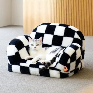 Luxury Fur Winter Pet Cat Nest Sofa Modern Puppy Small Animal Kitten Dog Bed Couch Cushion Bedding Indoor Kennel House Yorkshire