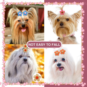 10/20PCS Autumn and Winter Daisy Dog Hair Bows Sunflower Bows Rubber Bands for Small Dogs Colorful Grooming Hair Accessories