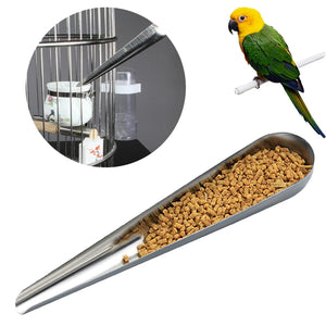 Pet Bird Parrot Stainless Steel Food Adding Spoon Bird Cage Food Add Accessories Small Pet Feeding Tool 1 Pc