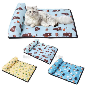 Pet Pillow Cooling Mat Cat Bed Dog House Pad Summer Dogs Cats Ice Silk Cooling Blanket Cushion Pet Sofa Kitten Puppy Supplies