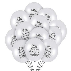 10/20/30pcs Memorial Balloons 12inch Remembrance We will Miss You Funeral Remembrance Balloons for Funeral Condolence Anniversar