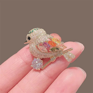 Delicate Full Rhinestone Bird Brooch Pin For Women Girls Shiny Zircon Magpie Bee Butterfly Animal Badges Lady Clothing Jewelry