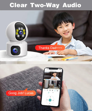 Dual Lens 4MP WiFi IP Camera CCTV 360° PTZ Smart Home Security Protection Video Monitor Baby Nanny Pet Indoor Surveillance Cam