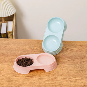 Double Pet Bowls Dog Food Water Feeder Pet Drinking Dish Feeder Cat Puppy Feeding Supplies Small Dog Accessories