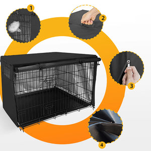 Dog Kennel Cover Dog Cage Protective Cover Universal Fit For Wire Crate Cage Cover Universal Made Of 210D Silver Coated Oxford