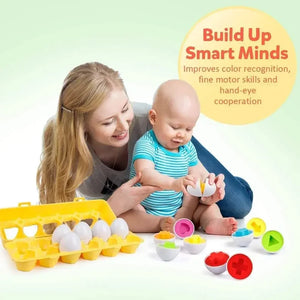 Baby Smart Eggs Montessori Learning Educational Toys Sensory Easter Eggs Chicken Colors Shapes Sorter For Kids 2 to 4 Years