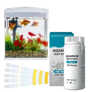 100 pcs Fish Tank Test Kit For Freshwaters Saltwater Water Test Kits 7 In 1 Aquarium Test Strips PH NO3 NO2 GH KH CI TCLs