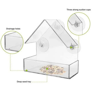 Bird Feeder Acrylic Transparent Window Bird Feeder Tray Bird House Pet Feeder Suction Cup Installation House Type Feeder