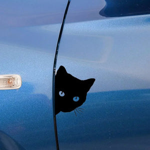 Creative Black Cat Face Peeking Car Stickers Automotive Decal Window Decoration Reflective Sticker Window Door  Sticker 12*15cm