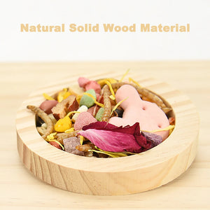 Small Pet Round Food Bowl Anti-turning Natural Wooden Feeding Bowl Landscaping Supplies For Squirrel Hedgehog Hamster Rodent