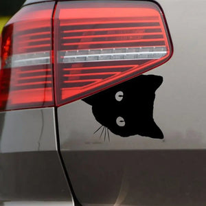 Creative Black Cat Face Peeking Car Stickers Automotive Decal Window Decoration Reflective Sticker Window Door  Sticker 12*15cm